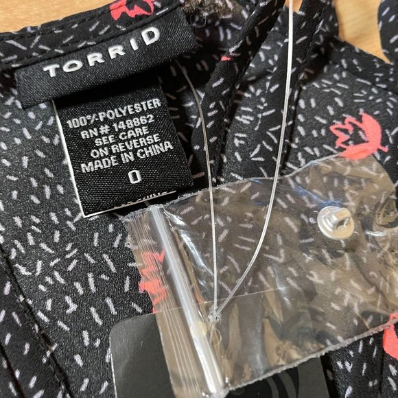 Torrid Floral Black Orange Floral Size 0 Large Strappy Neck Georgette Tank Cami - Picture 5 of 7